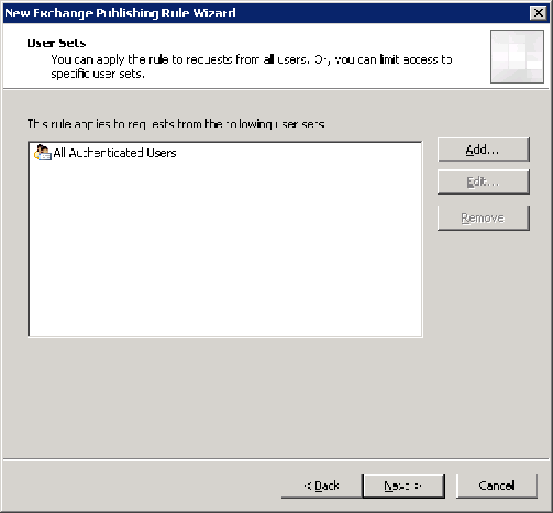 Leave All Authenticated Users for Web Publishing ( ISA authenticates our users )