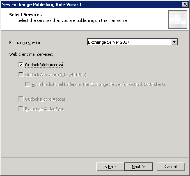 Outlook Web Access Publishing