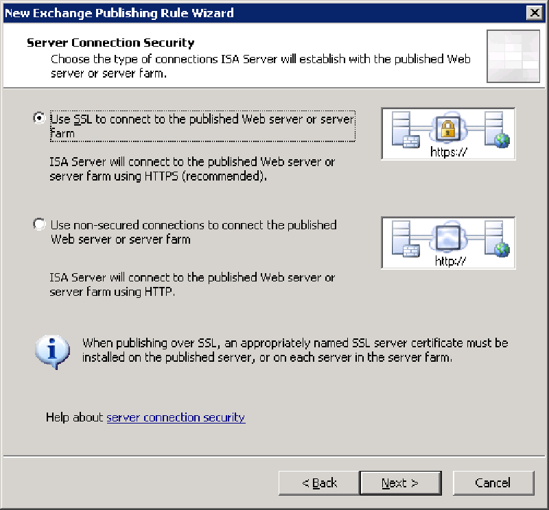 Choose SSL bridging options to CAS farm