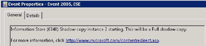 ESE Event ID 2005