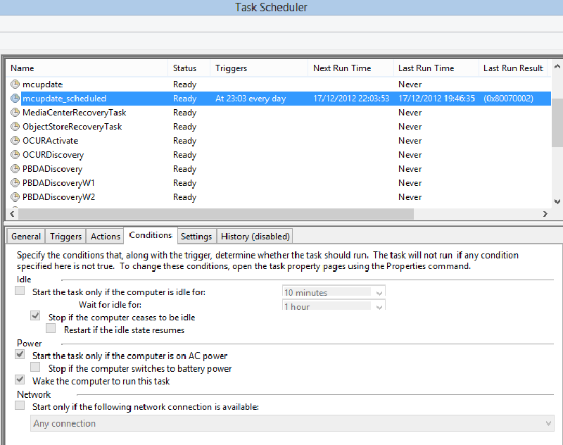 Wake The Computer To Run This Task Enabled