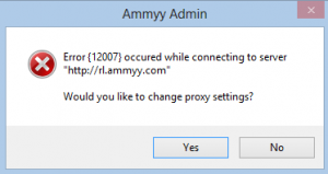 Ammy Admin Error 12007 Windows 8