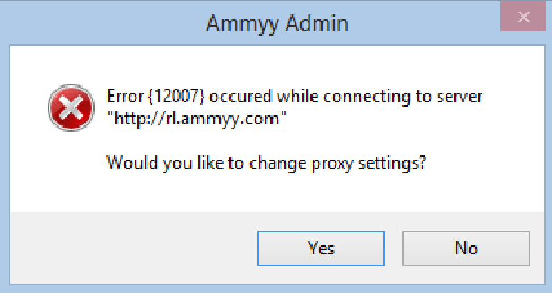 Ammy Admin Error 12007 Windows 8