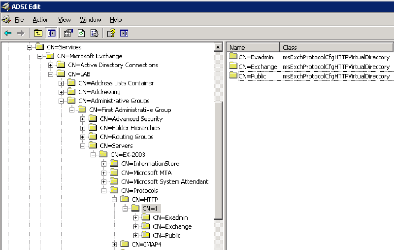 Microsoft-Server-ActiveSync and OMA Missing From Active Directory