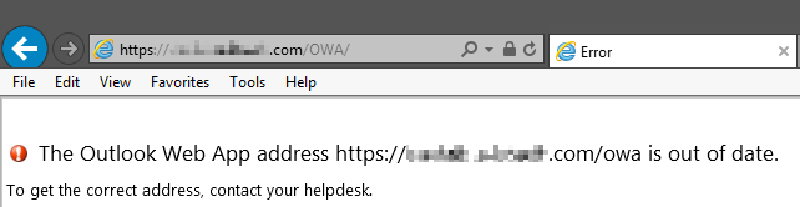 The Outlook Web App Address Is Out Of Date